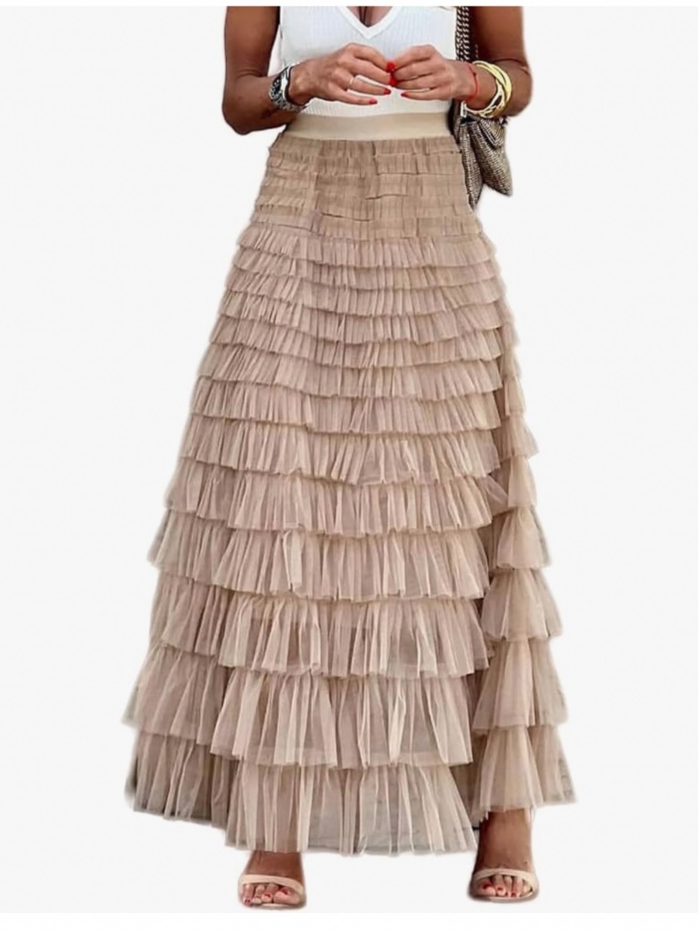 Women's Tulle Ruffle Tiered Maxi Skirt